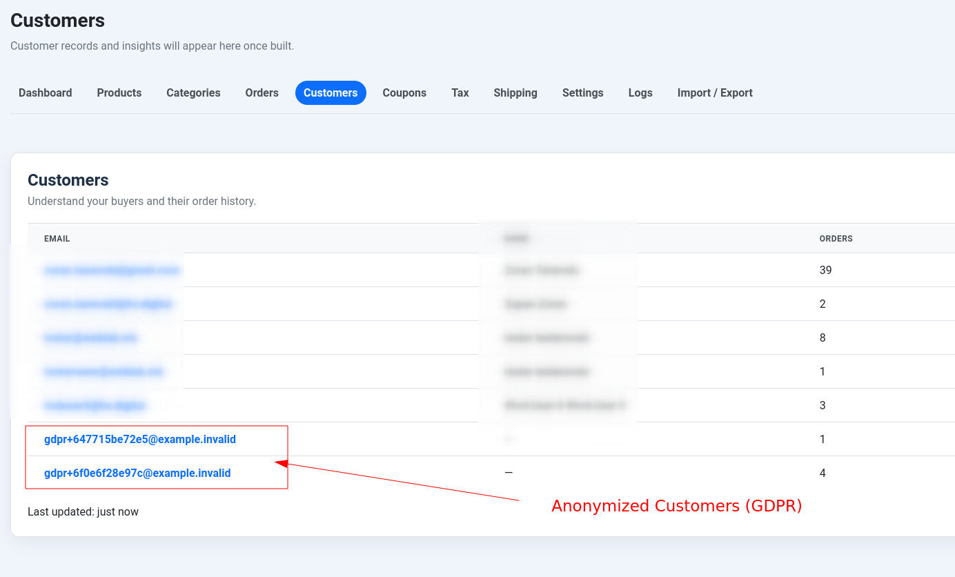 Customers list