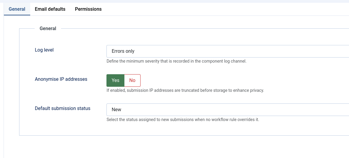 Joomla component configuration