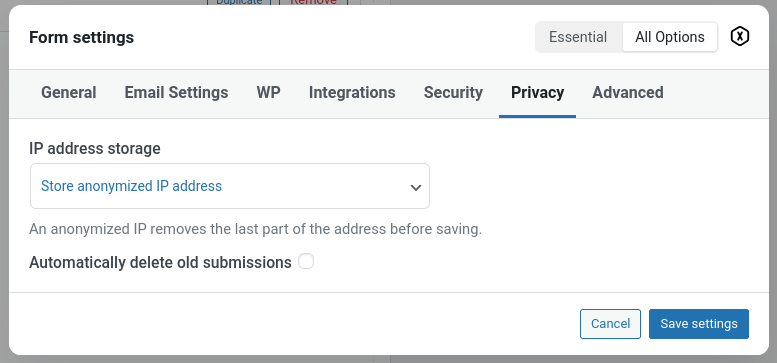 Privacy settings