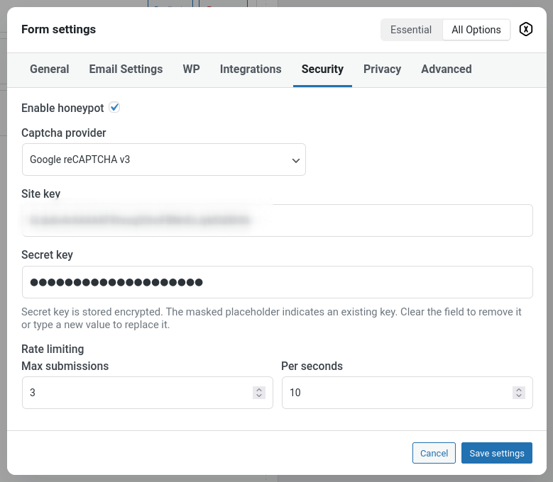 Security settings