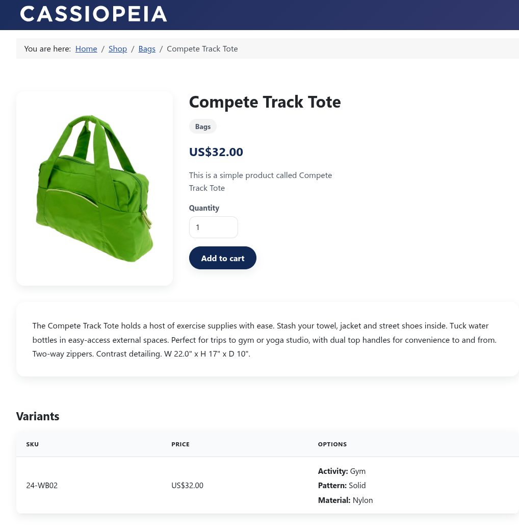 Product details page